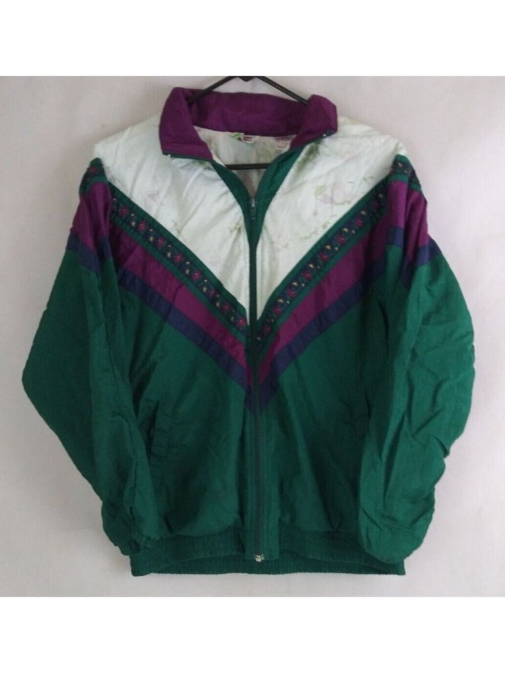 Vintage Bold Spirit Women's Colorful Full Zip 100% Nylon Jacket Size Medium